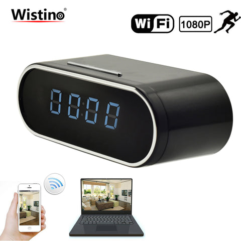 Wistino 1080P WIFI Camera Nanny Camera Black P2P IP Security Clock IOS Android Motion Detection Home Security Wireless Camera