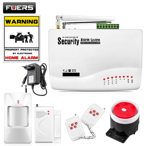 FUERS Wireless GSM Alarm System Dual Antenna GSM Home Alarm Systems with PIR Detector Russian English Voice Security GSM Alarm