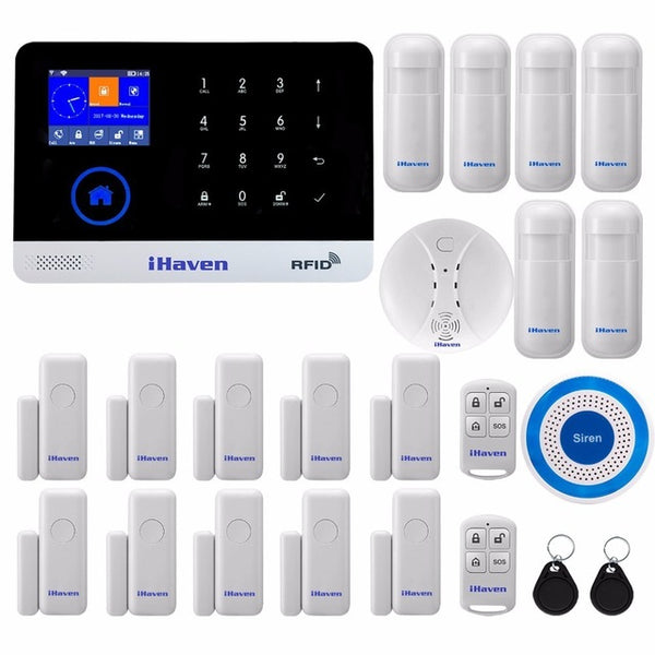 iHaven EN RU ES PL DE Switchable Wireless Home Security WIFI 3G GPRS GSM Alarm system APP Remote Control RFID burglar alarm