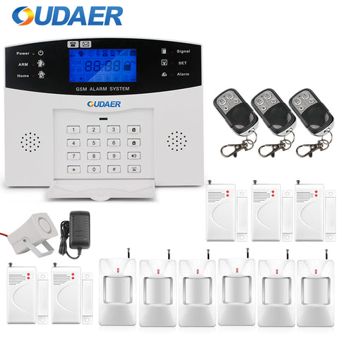 OUDEAR Home Burglar Security GSM Alarm System Voice Prompt Wireless Infrared Sensor Metal Remote Control Kit SIM SMS Alarm