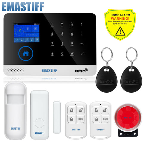 Wireless SIM GSM Home RFID Burglar Security LCD Touch Keyboard WIFI GSM Alarm System Sensor kit English,Russian,Spanish Voice