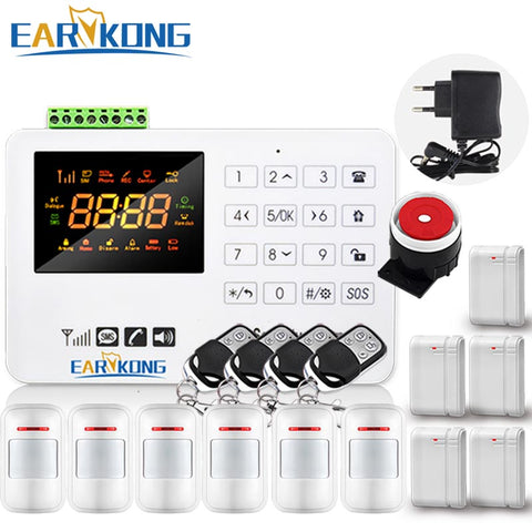 Hot Selling Free Shipping  wholesale Wireless  GSM Alarm System 433MHz Home Burglar Security Alarm System Touch Keyboard