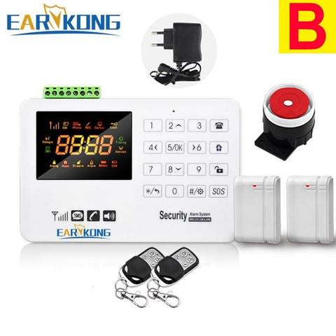 Hot Selling Free Shipping  wholesale Wireless  GSM Alarm System 433MHz Home Burglar Security Alarm System Touch Keyboard