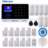 iHaven EN RU ES PL DE Switchable Wireless Home Security WIFI 3G GPRS GSM Alarm system APP Remote Control RFID burglar alarm