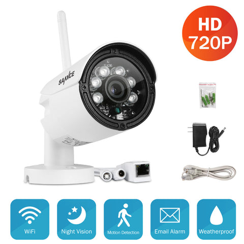 SANNCE 720P Outdoor Wireless IP In/Outdoor IR Home Camera Security System+32GB TF Card